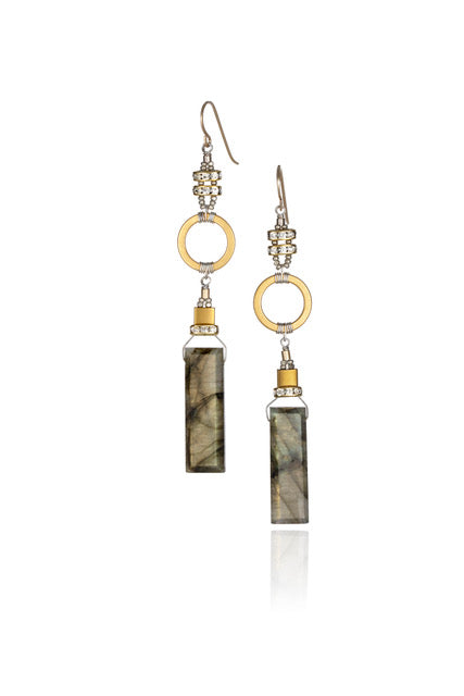 Labradorite temple earrings