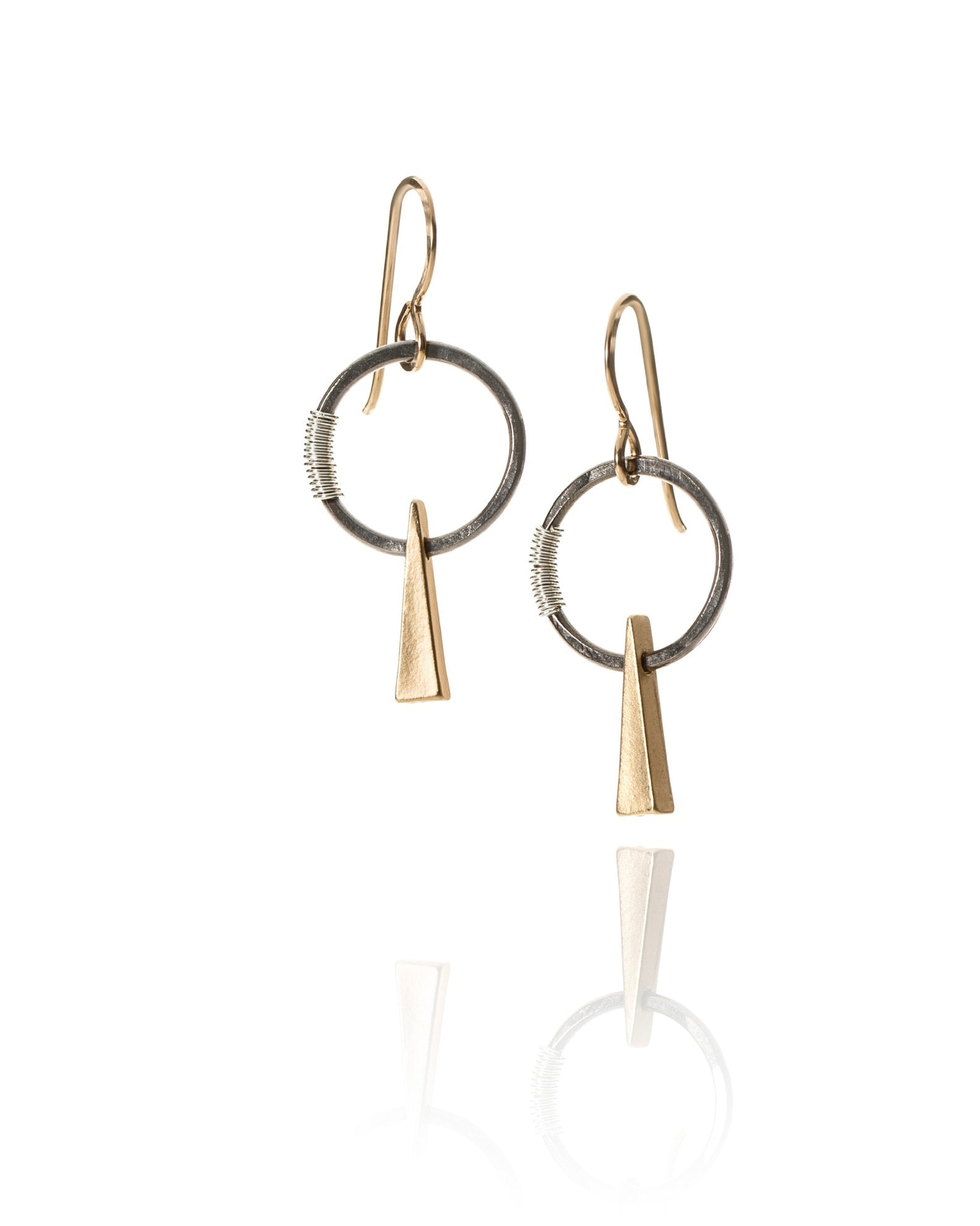 circle triangle drop earrings in gold electroplate