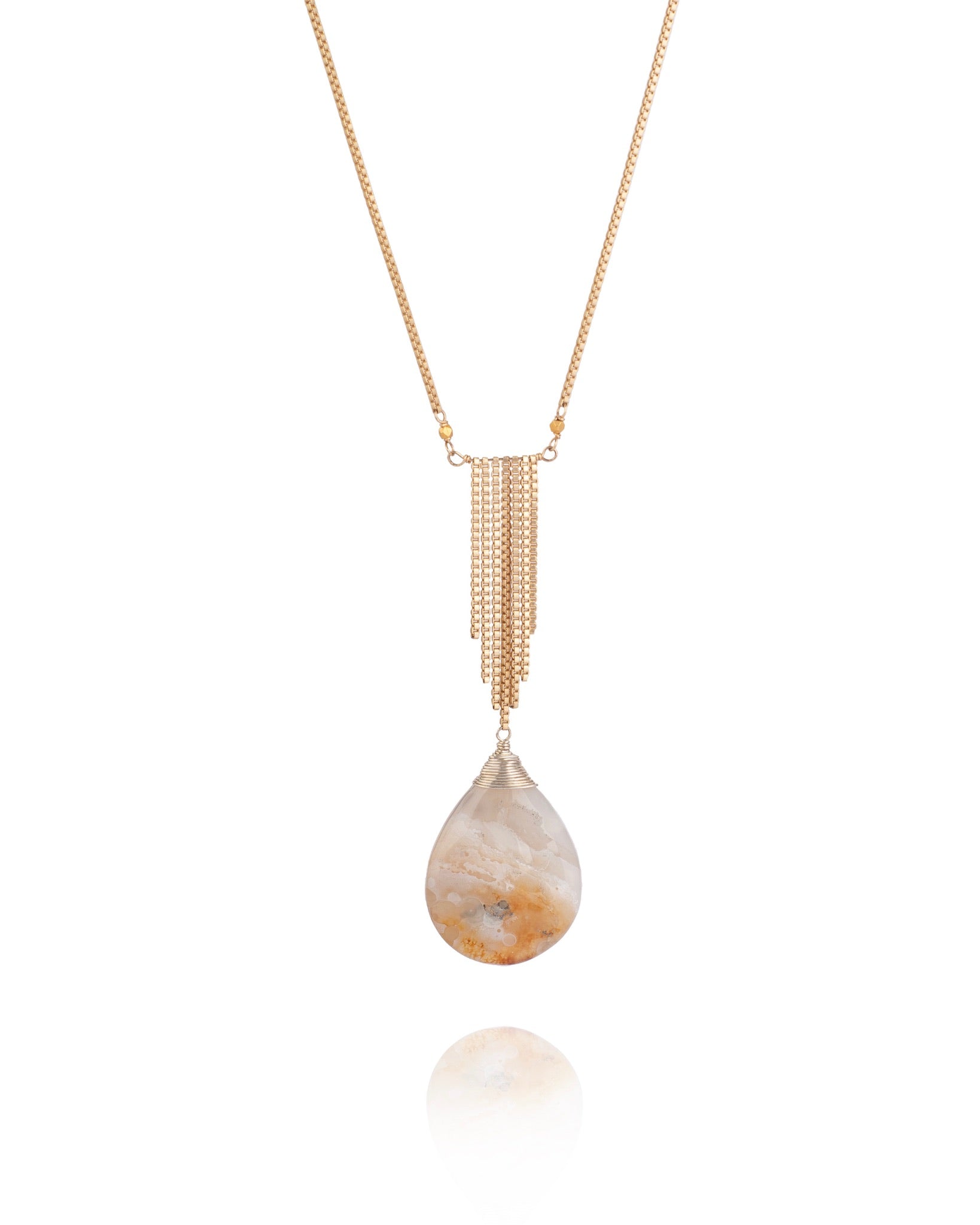 Botswana agate fringe drop necklace