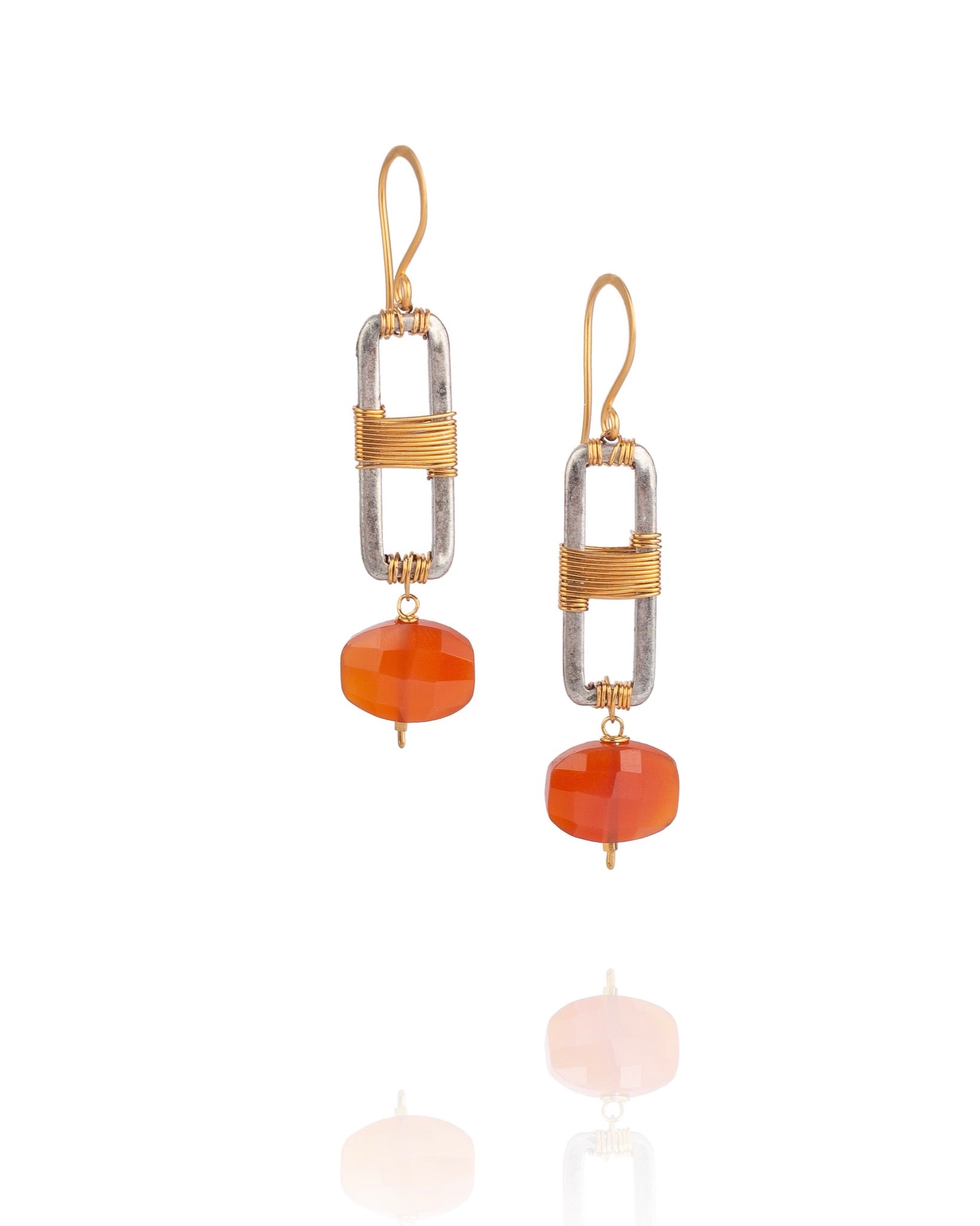 carnelian drop earrings with link