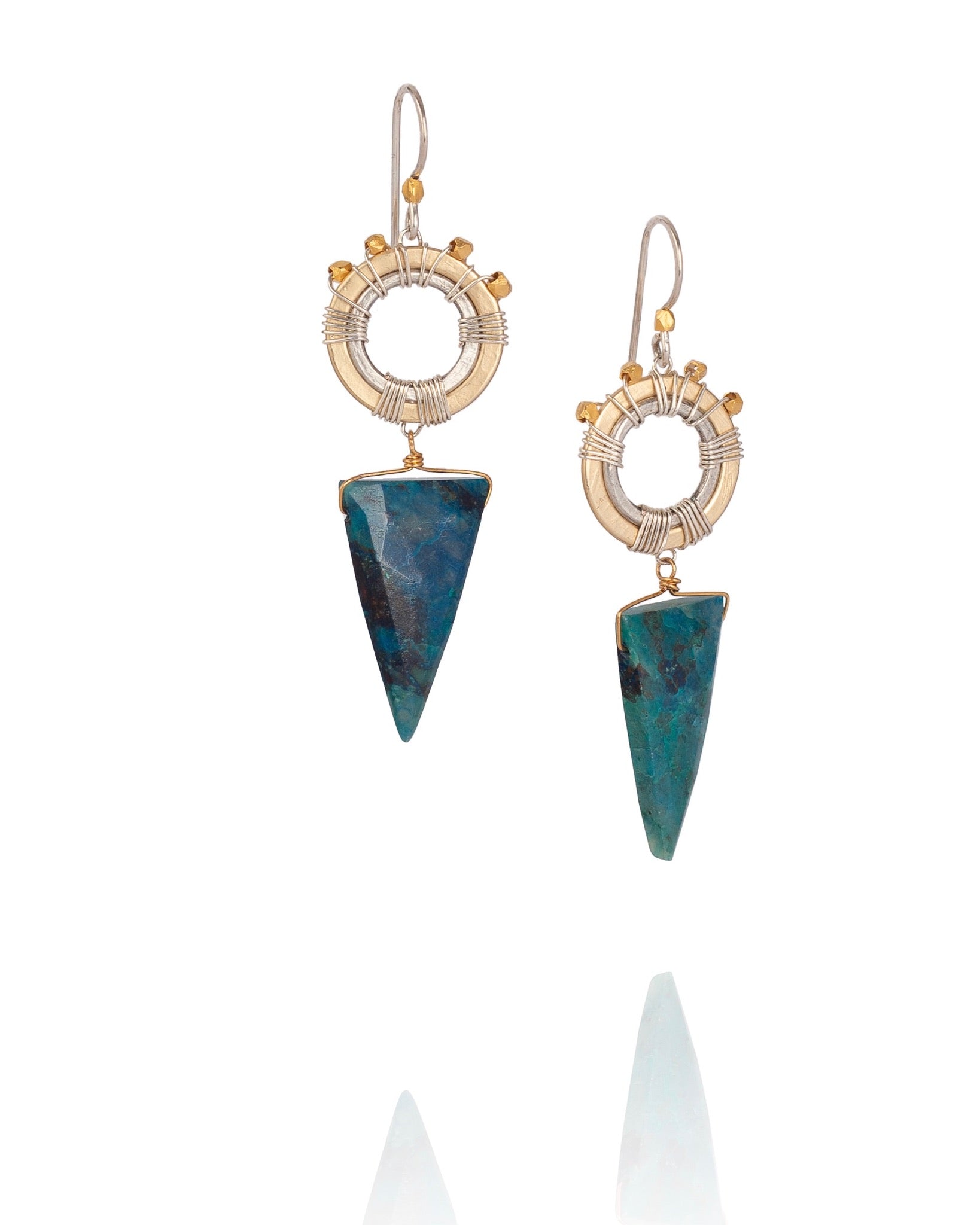 chrysocolla triangle drop earrings