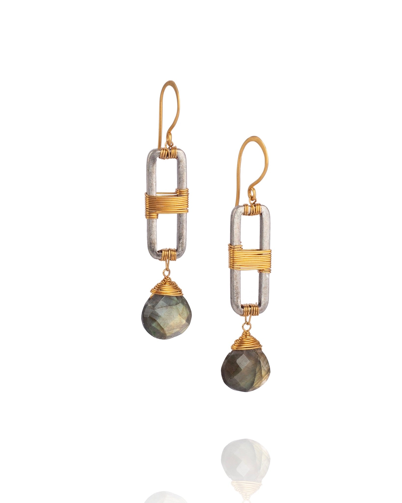 labradorite drop earrings with link
