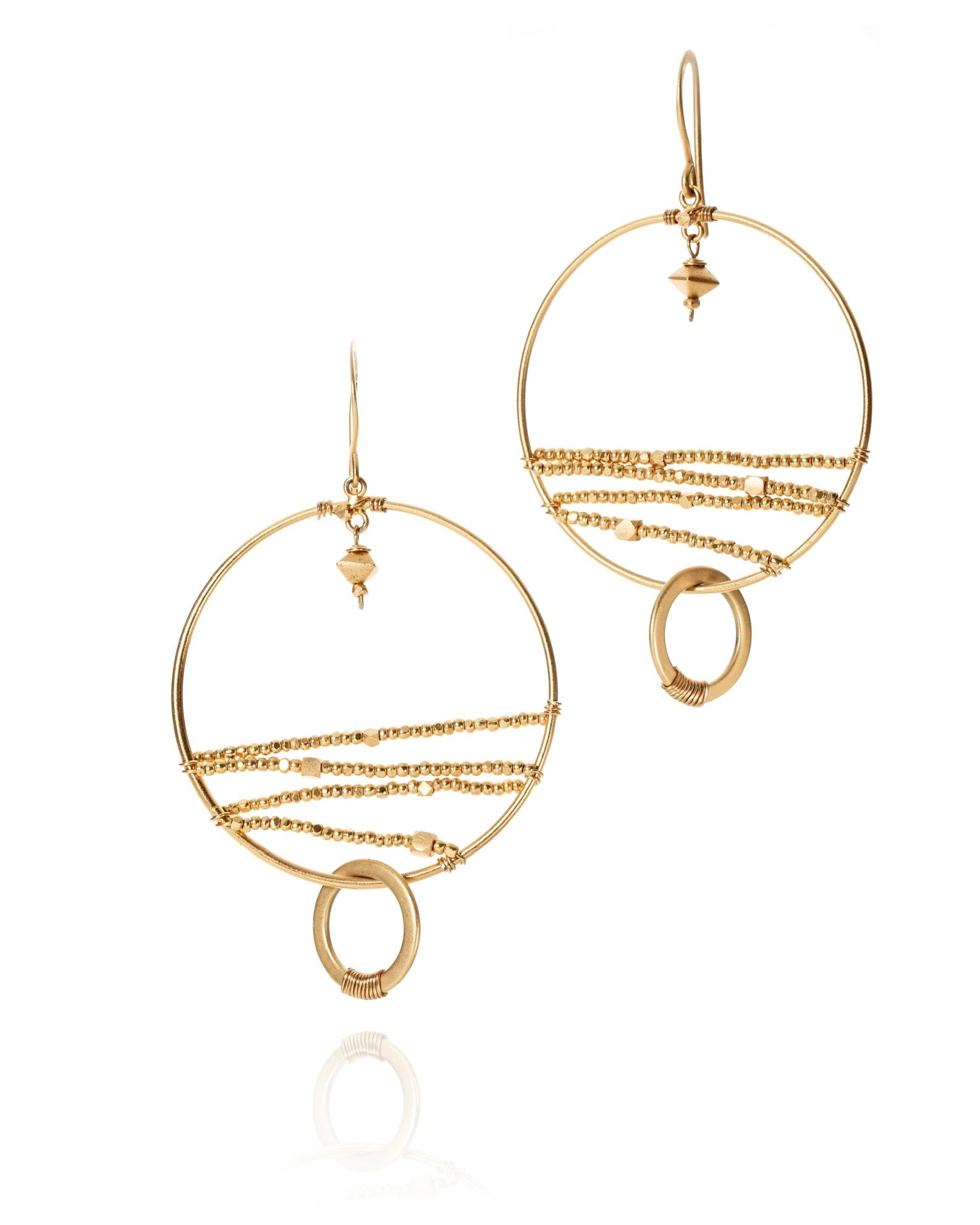 large circle drop earrings in 24k gold over sterling