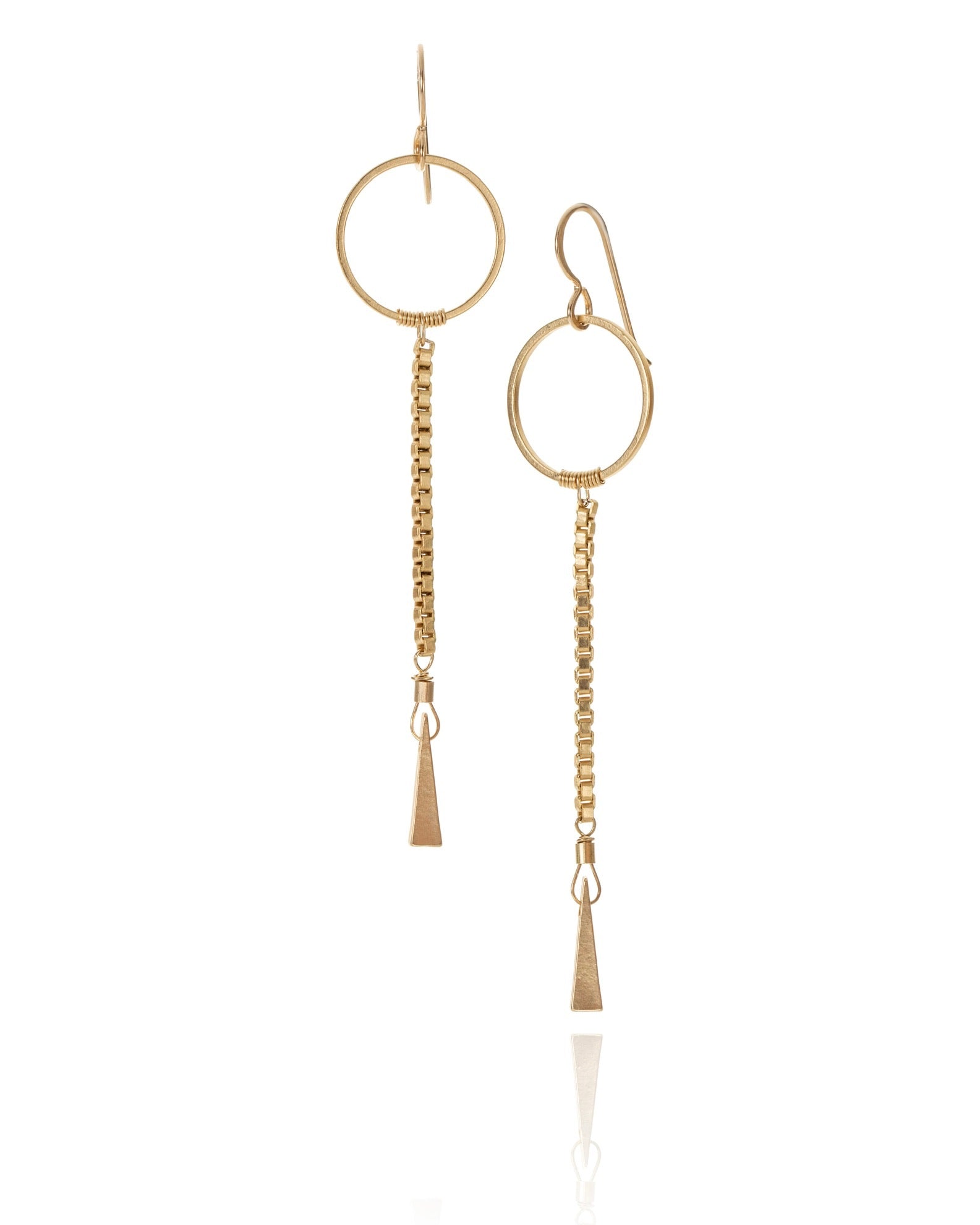 long chain drop earrings in gold electroplate