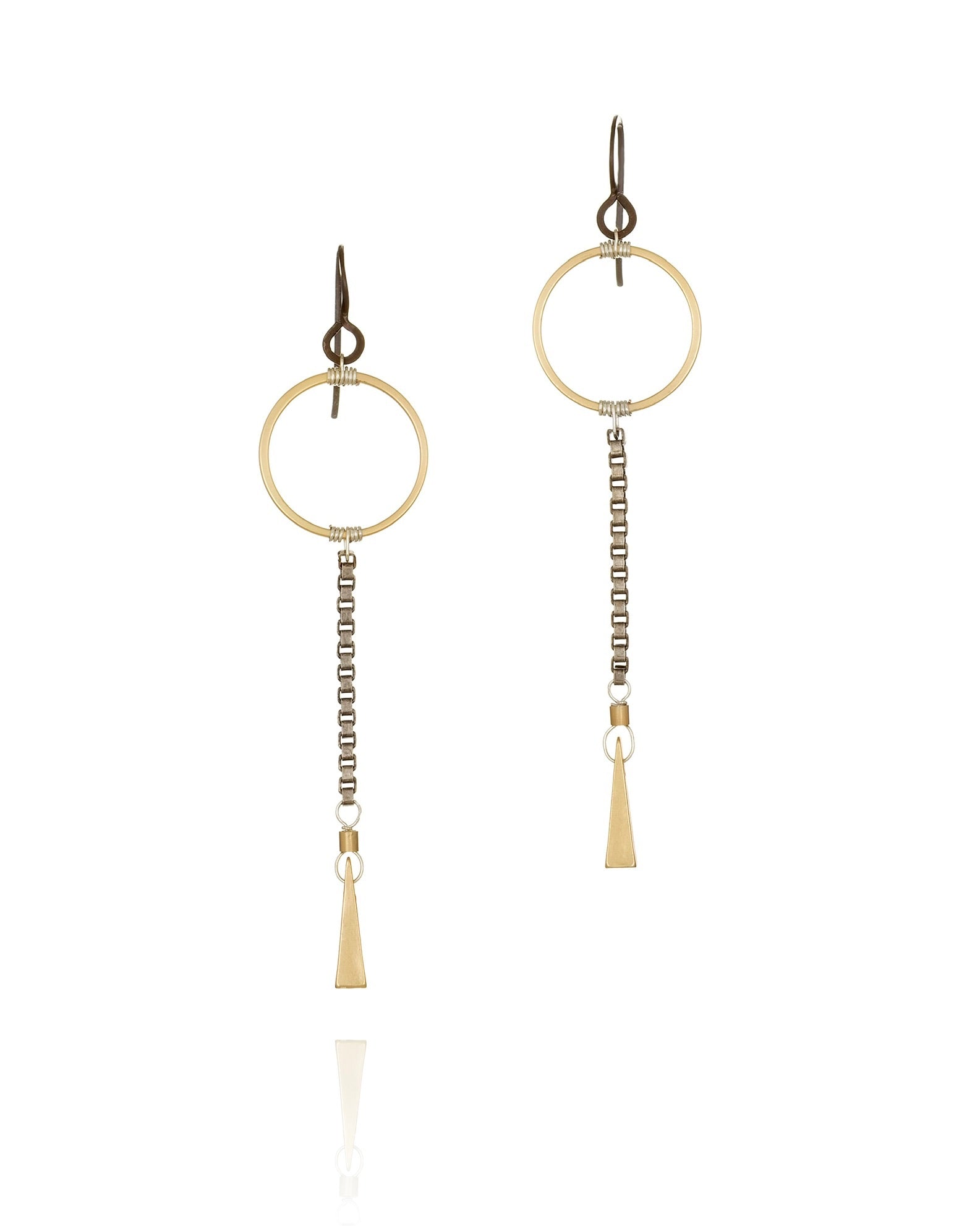 long light gold satin electroplate drop earrings