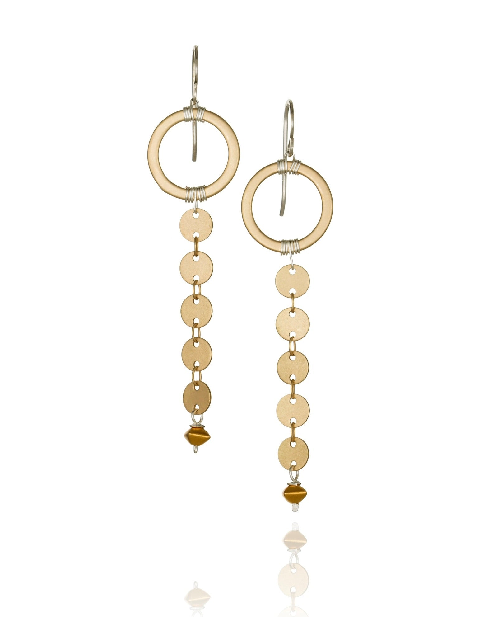 light gold satin electroplate coin drop earrings