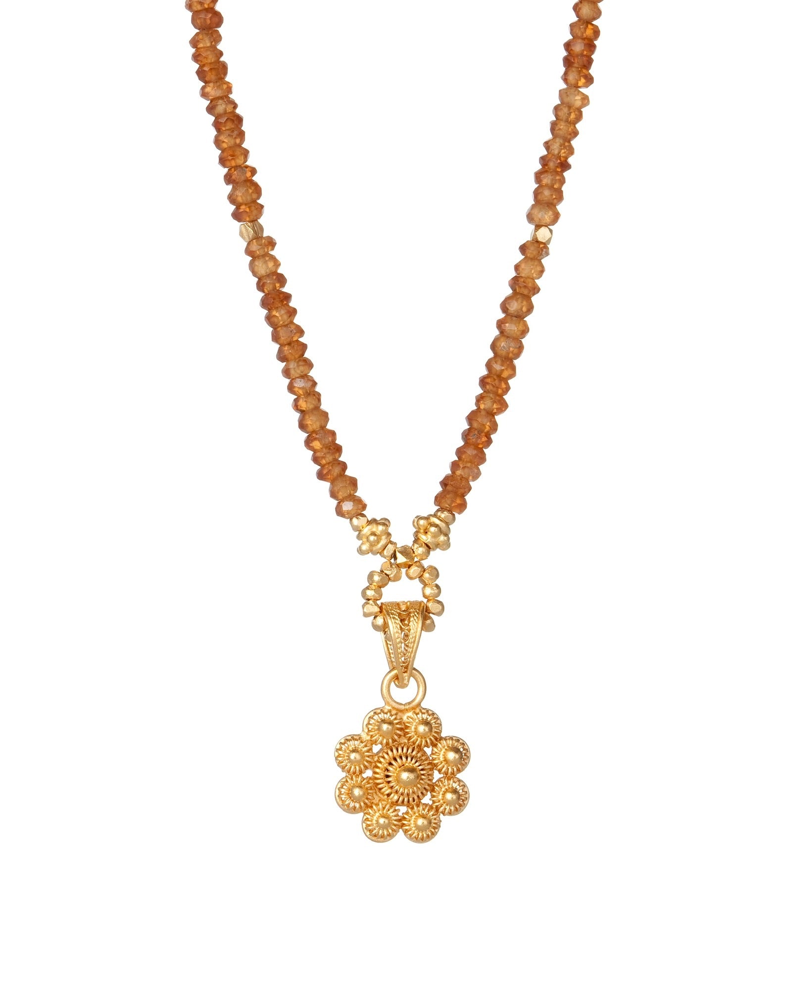 pendant necklace in spessartite with 24k gold over sterling