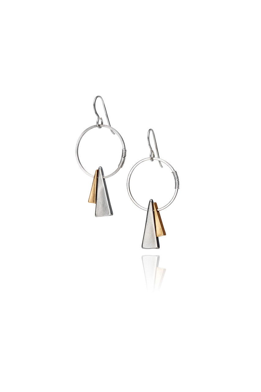 geometric silver & gold dangle earrings