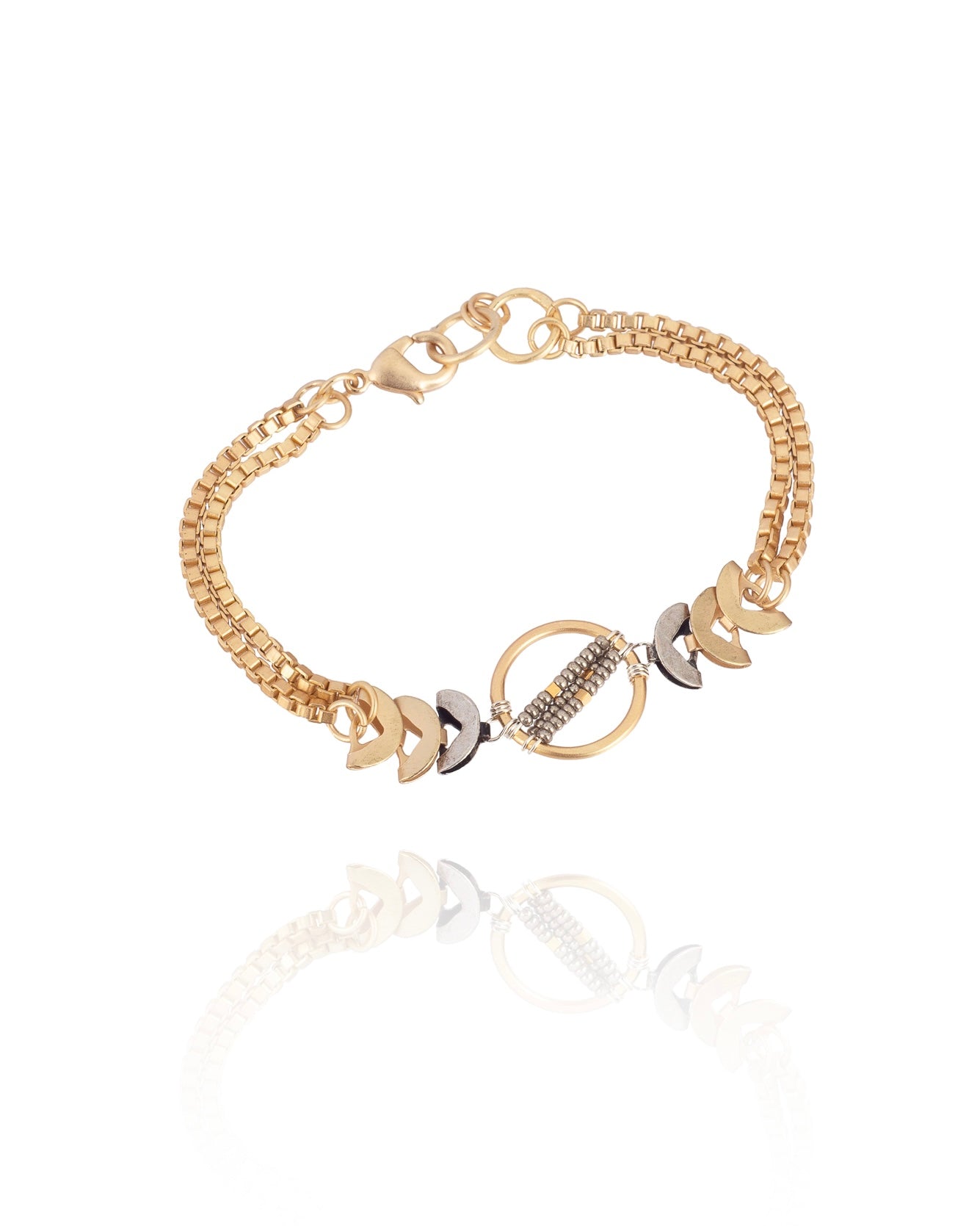 Mixed Metal Chain Bracelet with Charlotte Beads