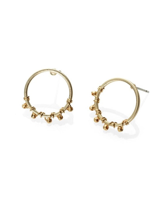 Oxidized Circle Cluster Earrings in Gold