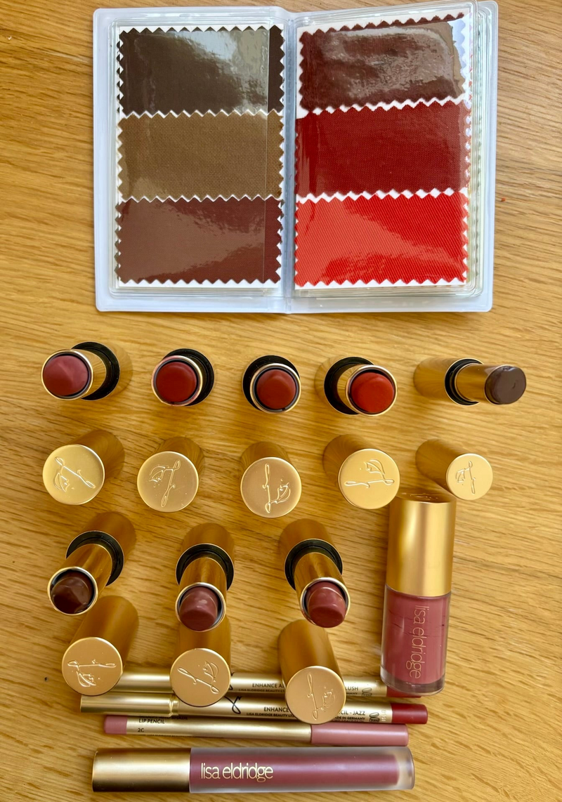Color palette wallet with makeup swatches