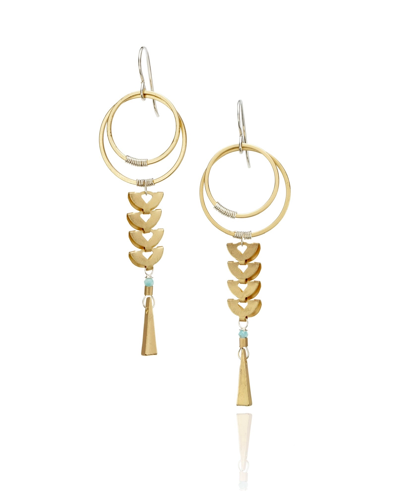 long circle crescent drop earrings with gold electroplate