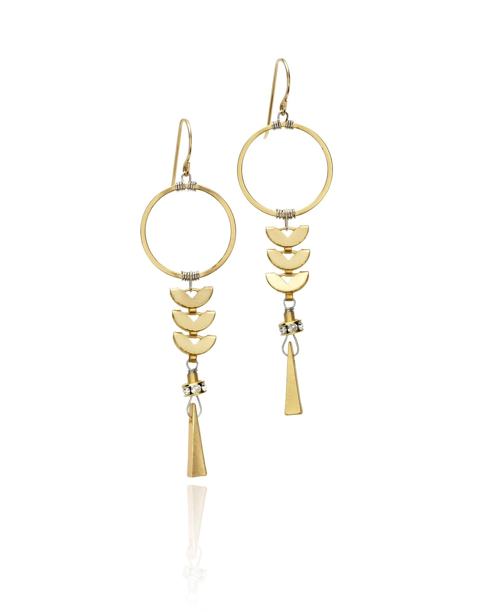 short circle crescent drop earrings with gold electroplate