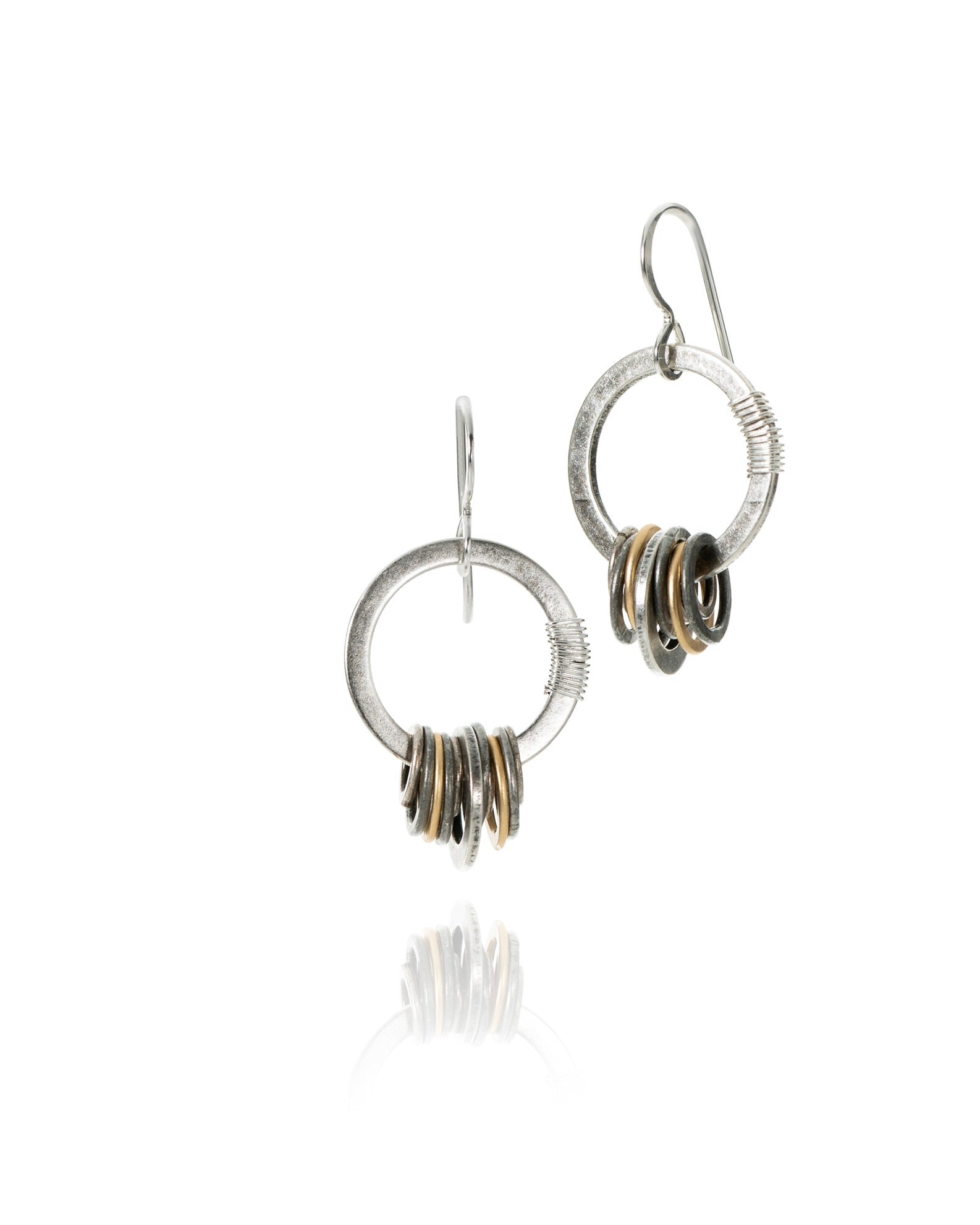 open circle drop earrings in mixed metal electroplate