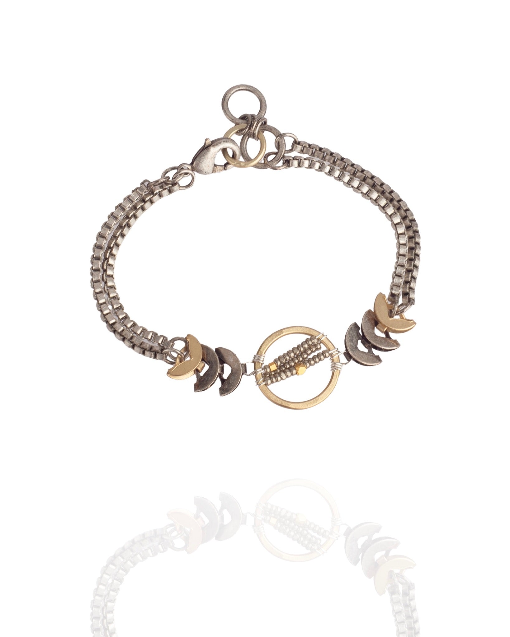 mixed metal bracelet with charlotte beads and gold over sterling details