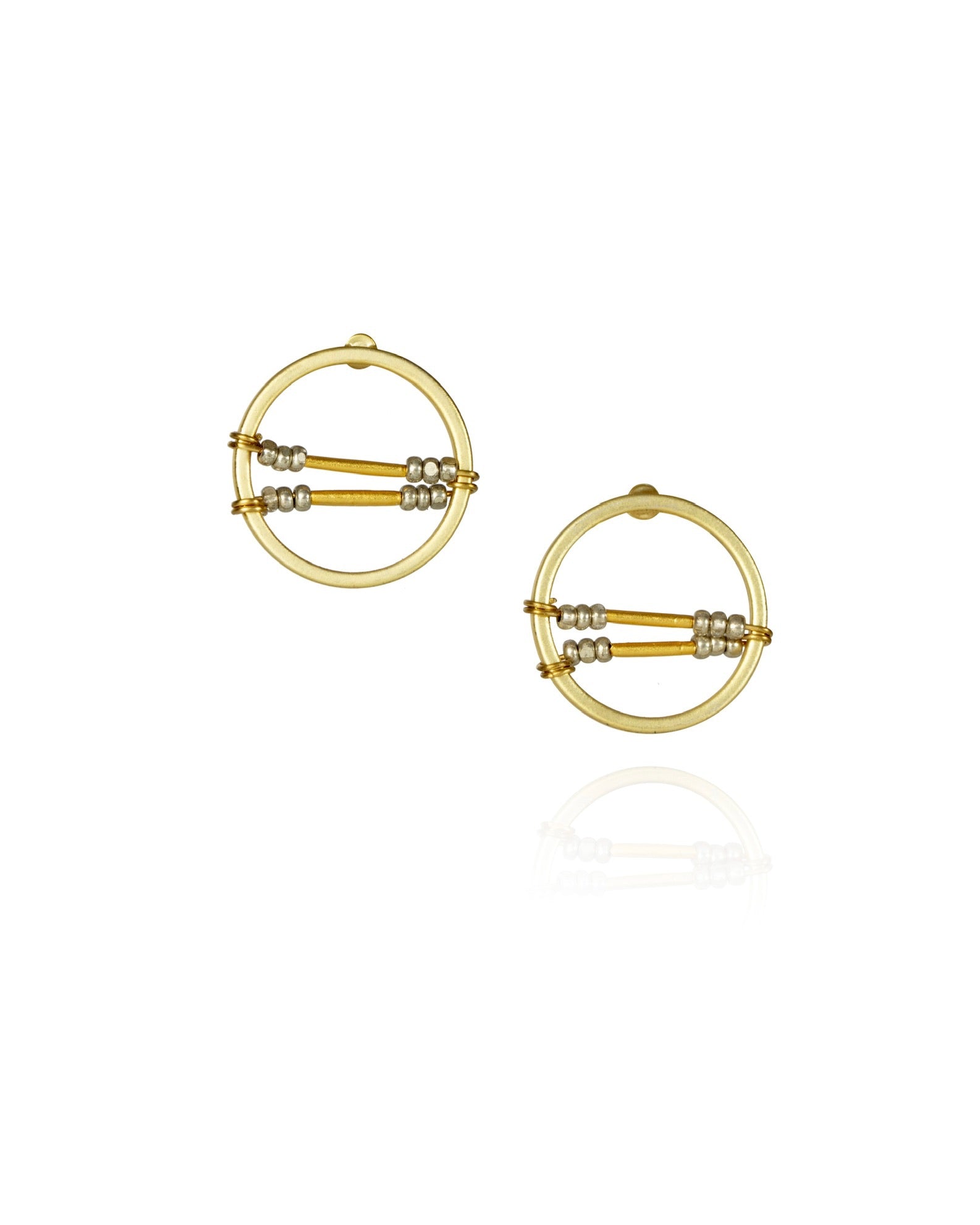 circle bar connector earrings in gold electroplate
