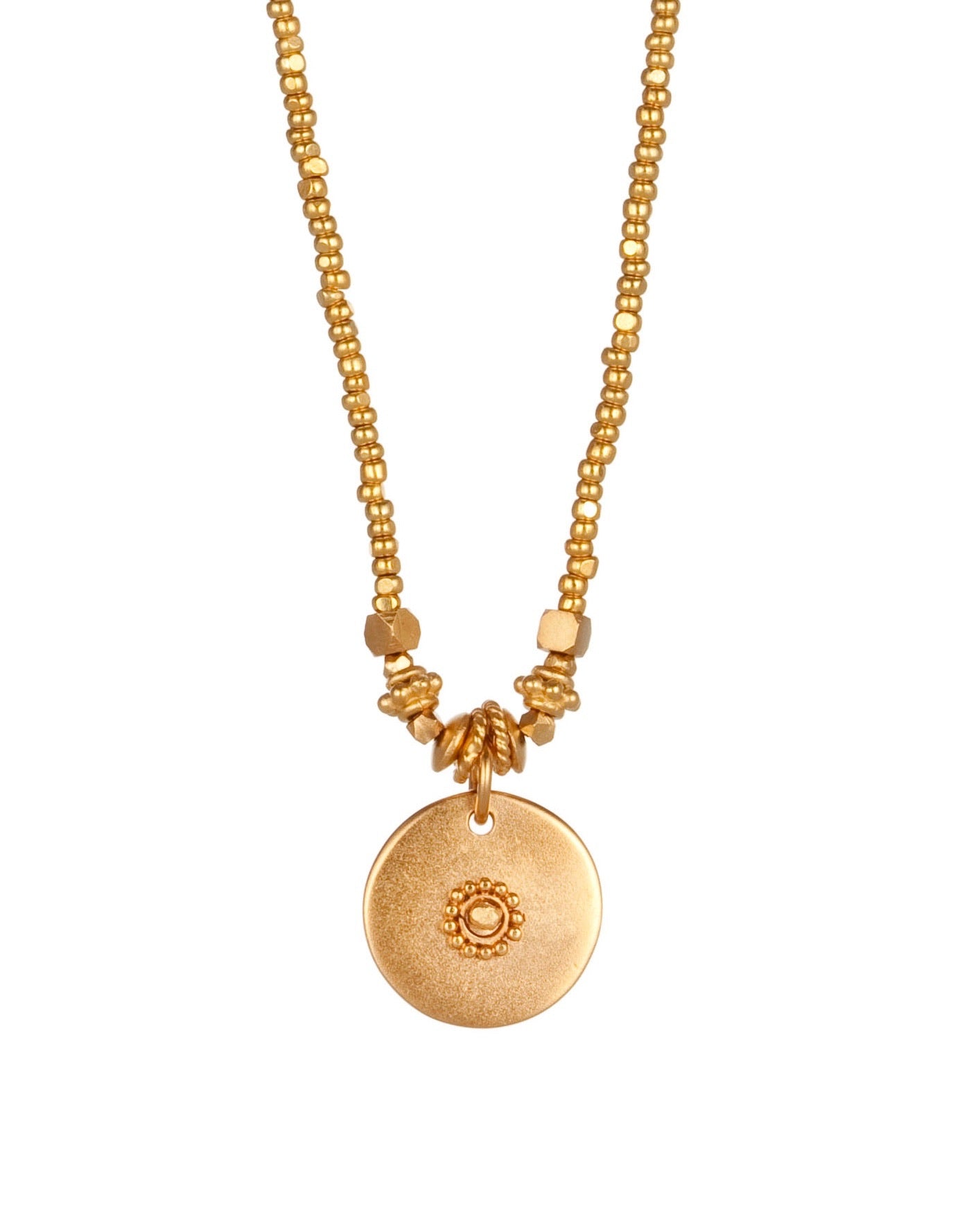 coin necklace in 24k gold over sterling with Charlotte beads