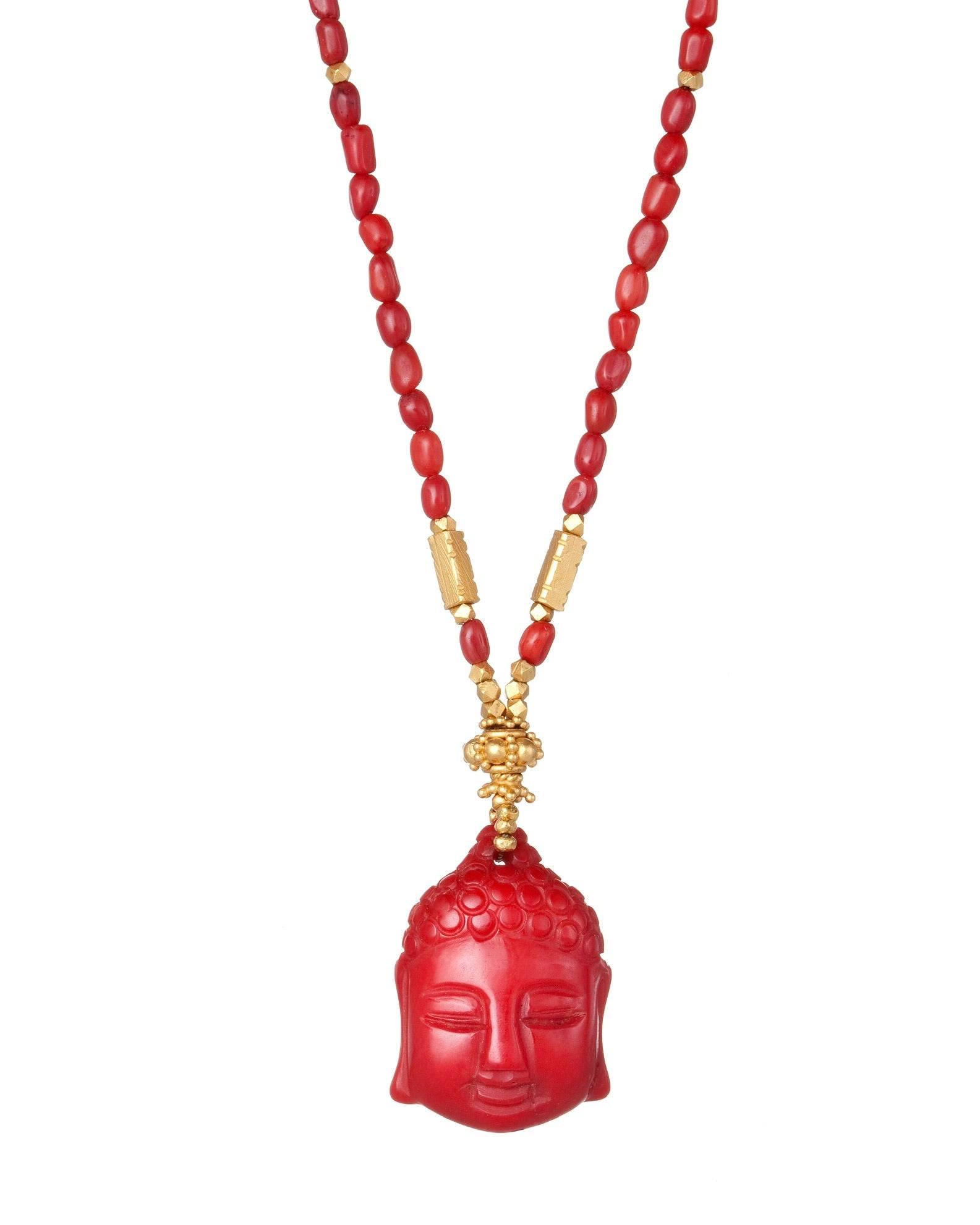 pendant necklace in coral with 24k gold over sterling accents