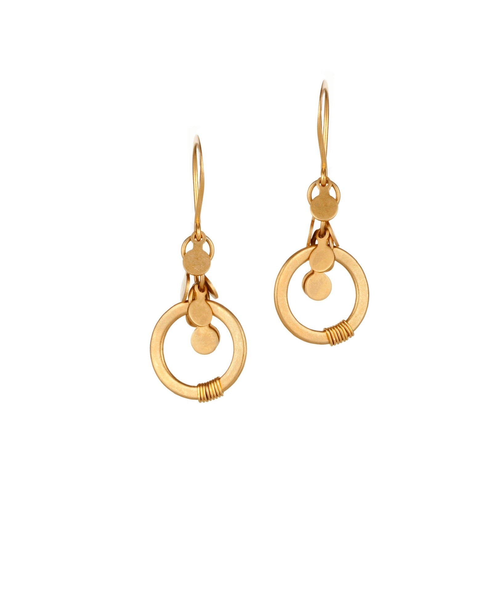 double ring drop earrings in gold electroplate