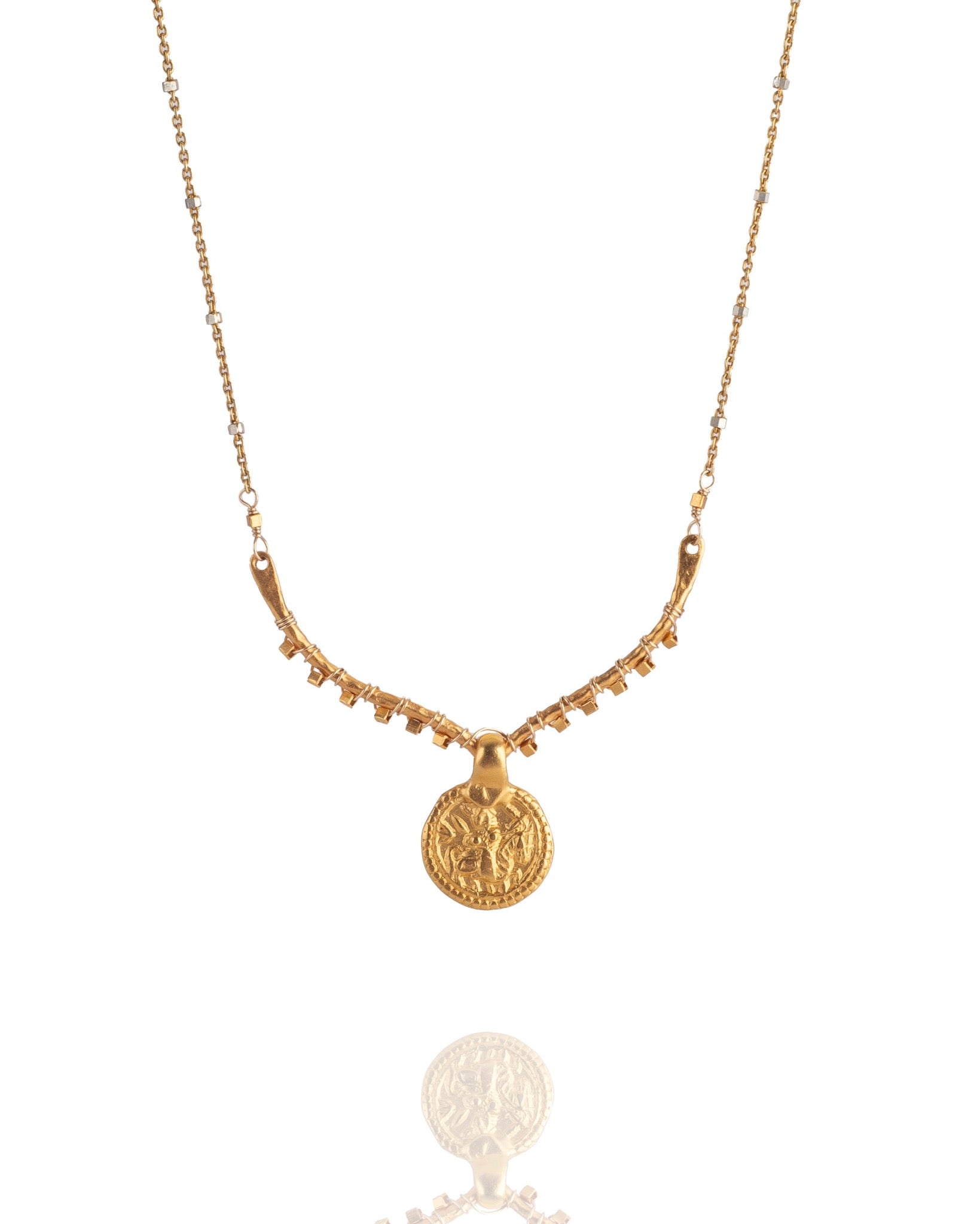 24k gold over sterling necklace with antique pendant