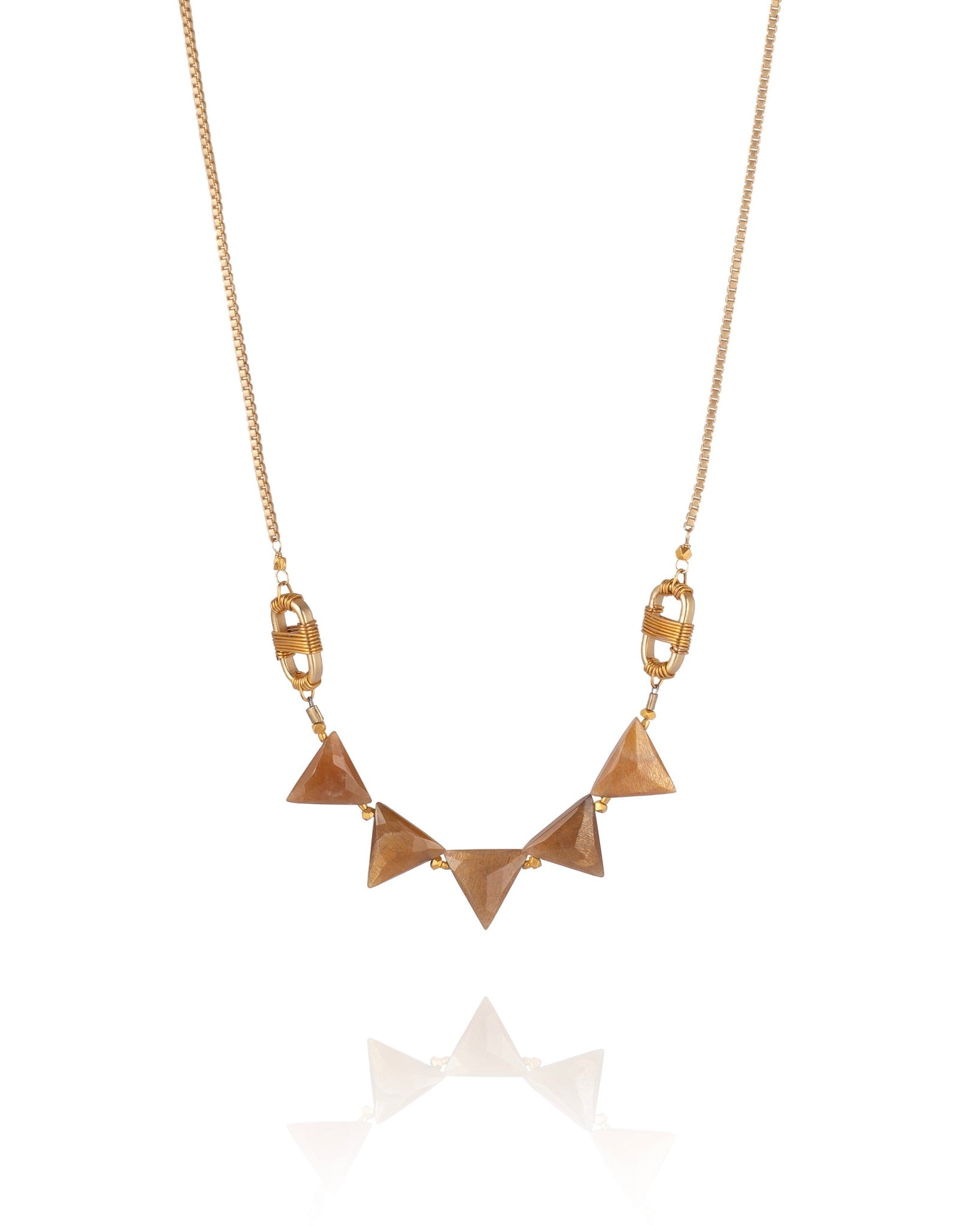 statement necklace in gold sandstone with gold electroplate and 24k gold over sterling accents
