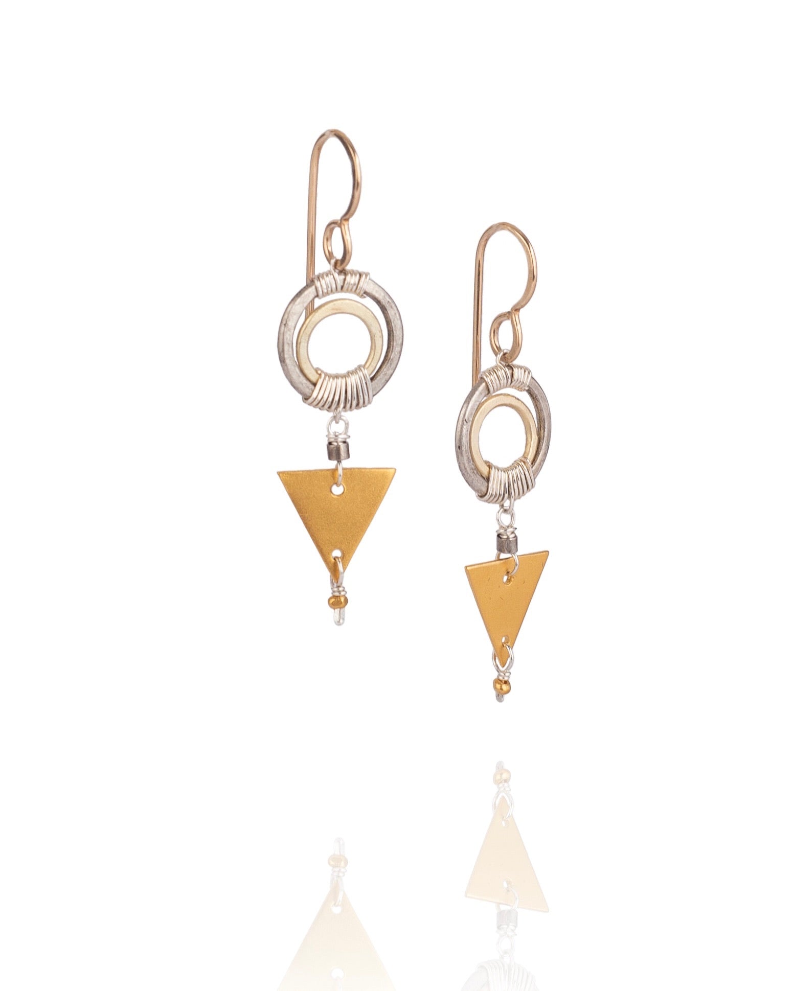 gold triangle drop earrings