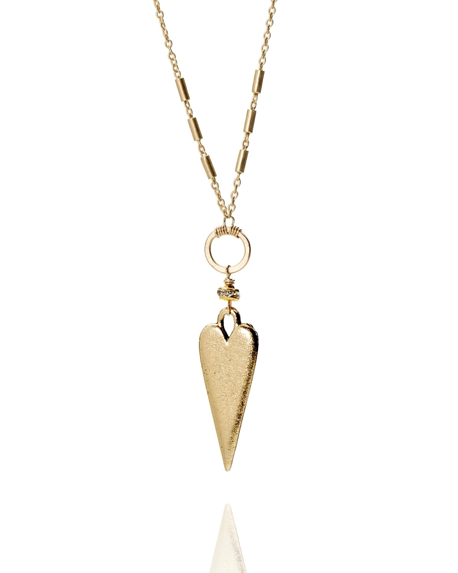 elongated heart pendant necklace in gold