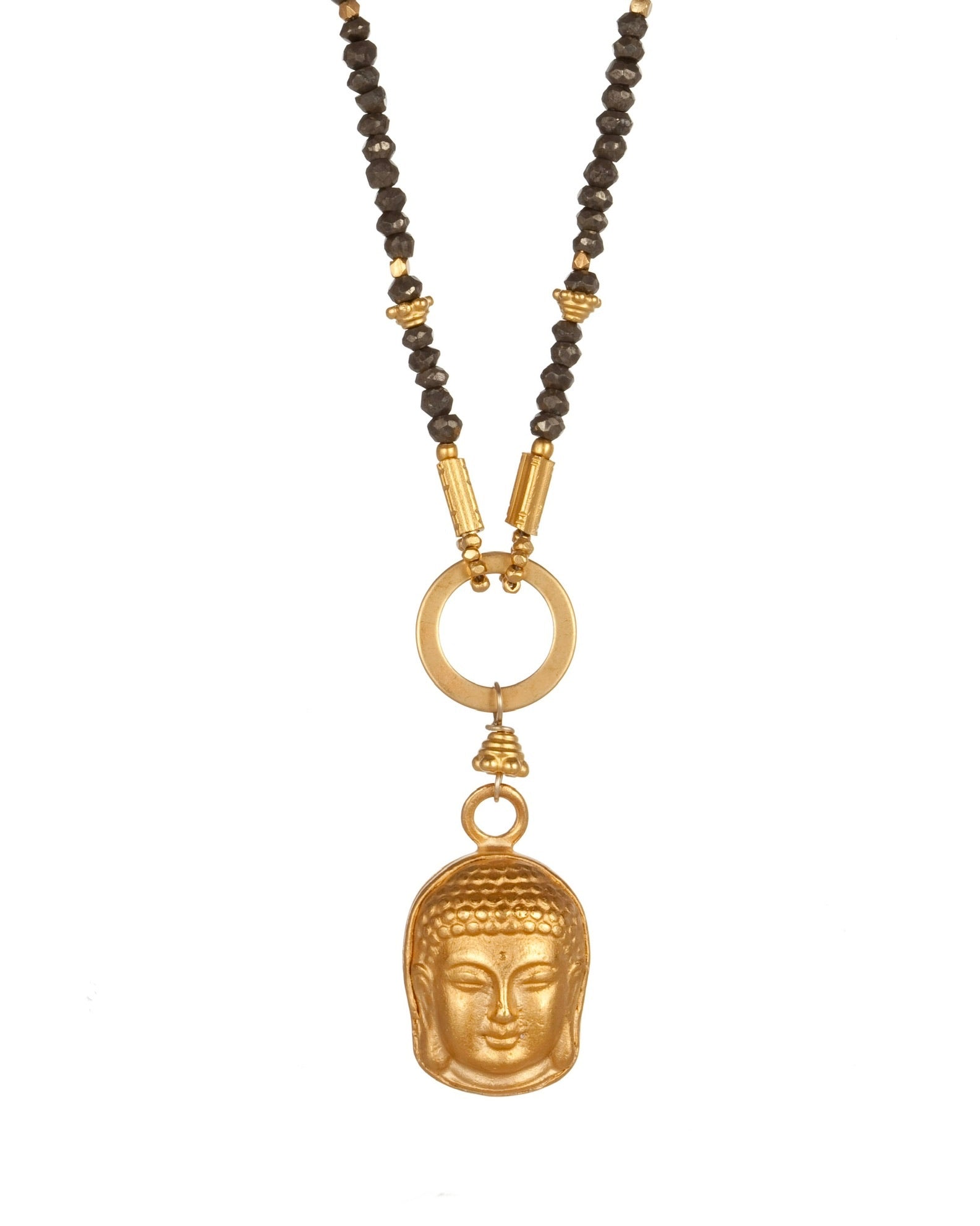 pendant necklace in pyrite with 24k gold over sterling
