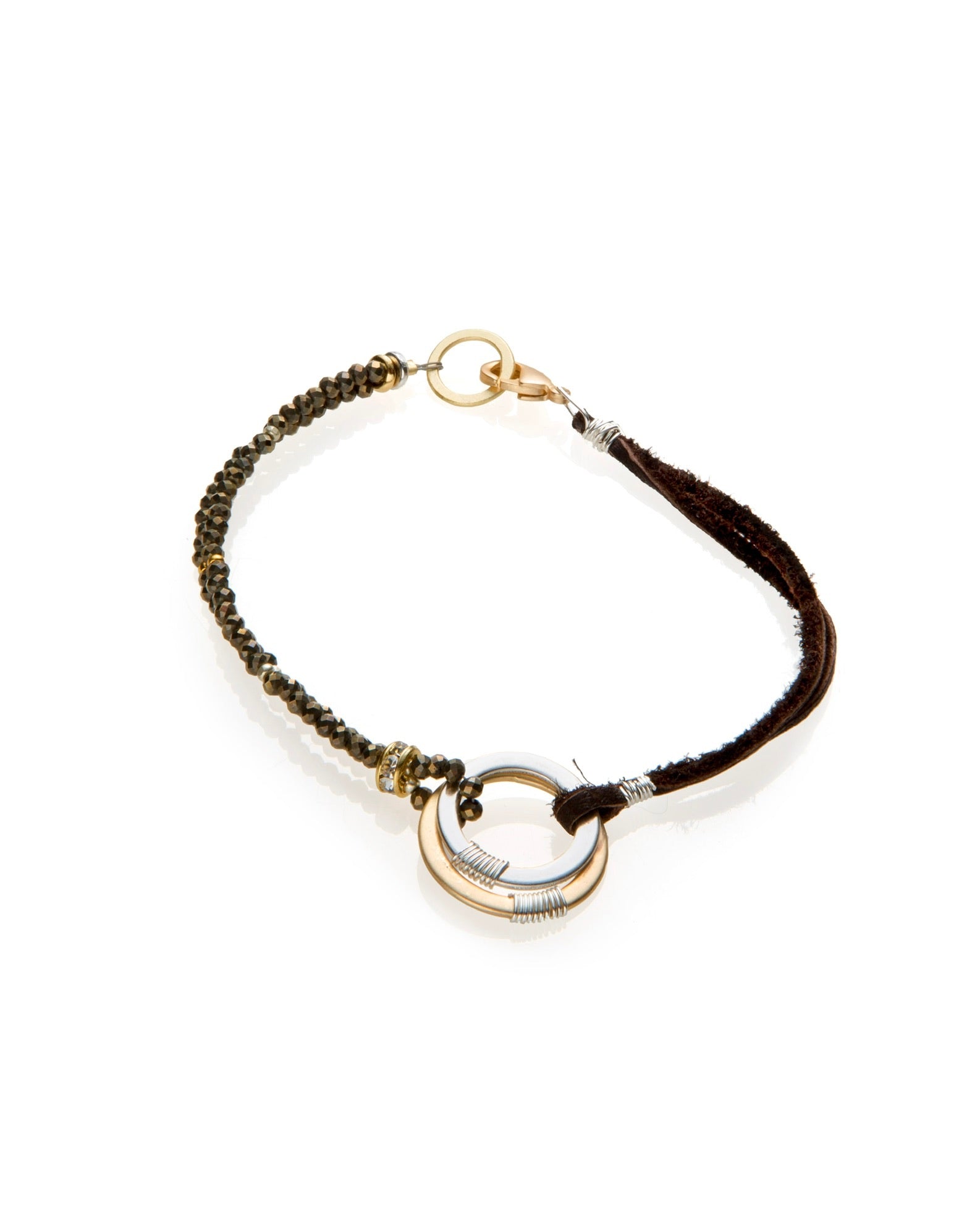wrap bracelet in pyrite with gold electroplate