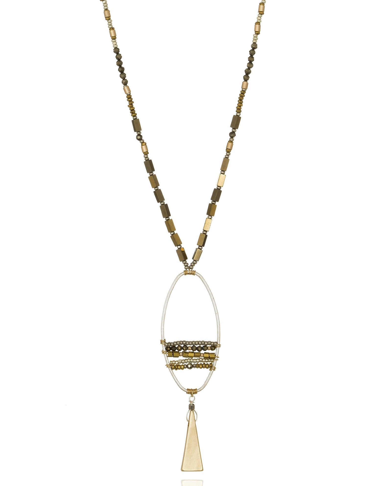 pyrite and bronze hematite necklace with electroplate accents