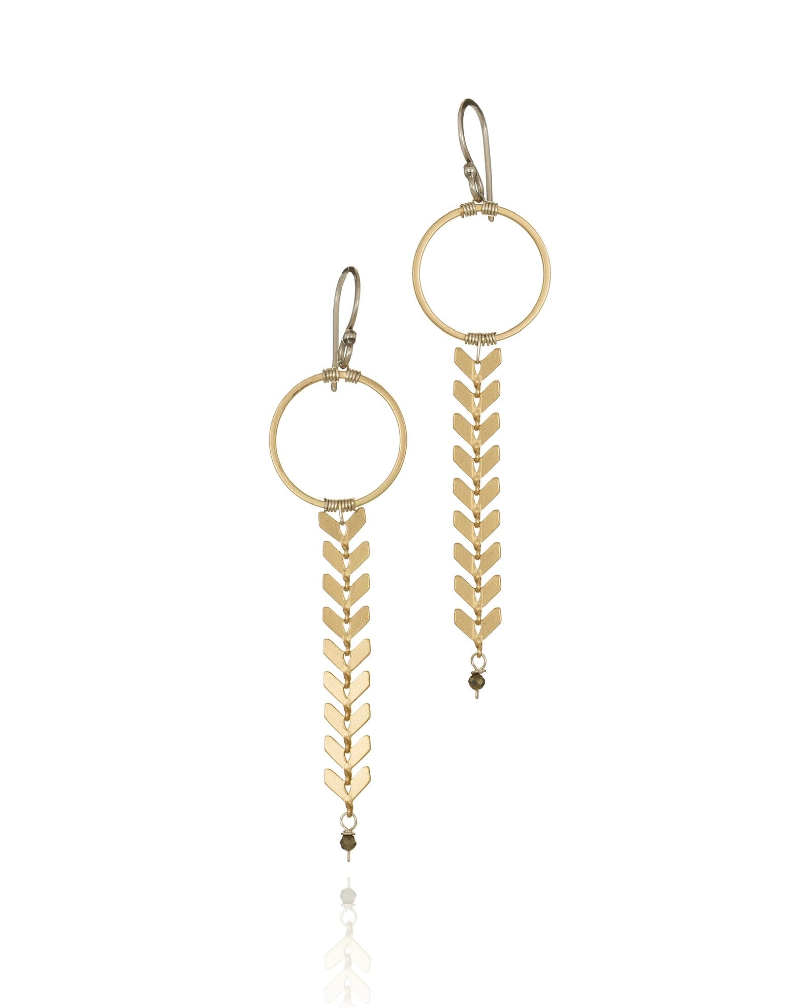 long light gold satin electroplate drop earrings