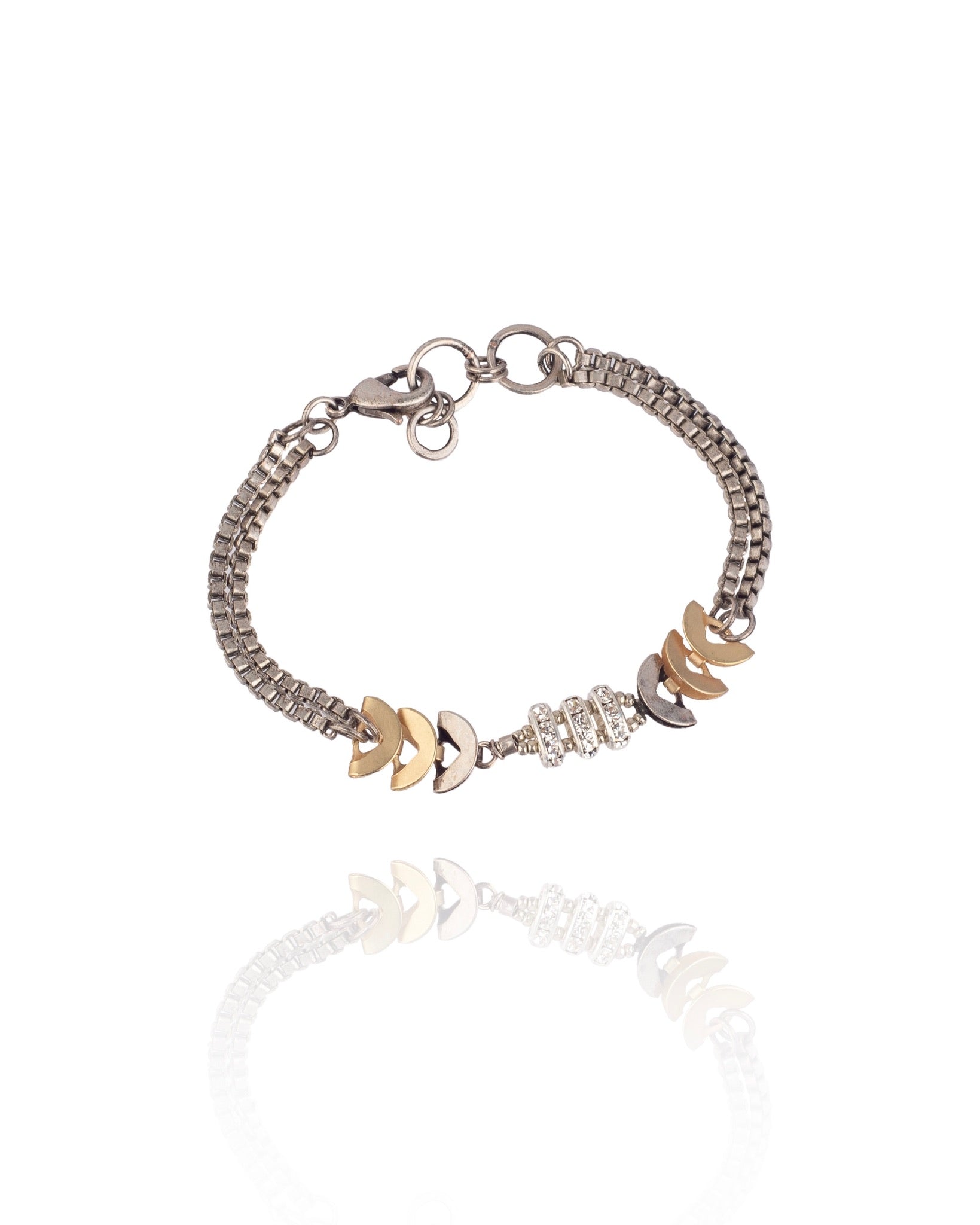 bracelet in vintage crystal with gold and silver electroplate