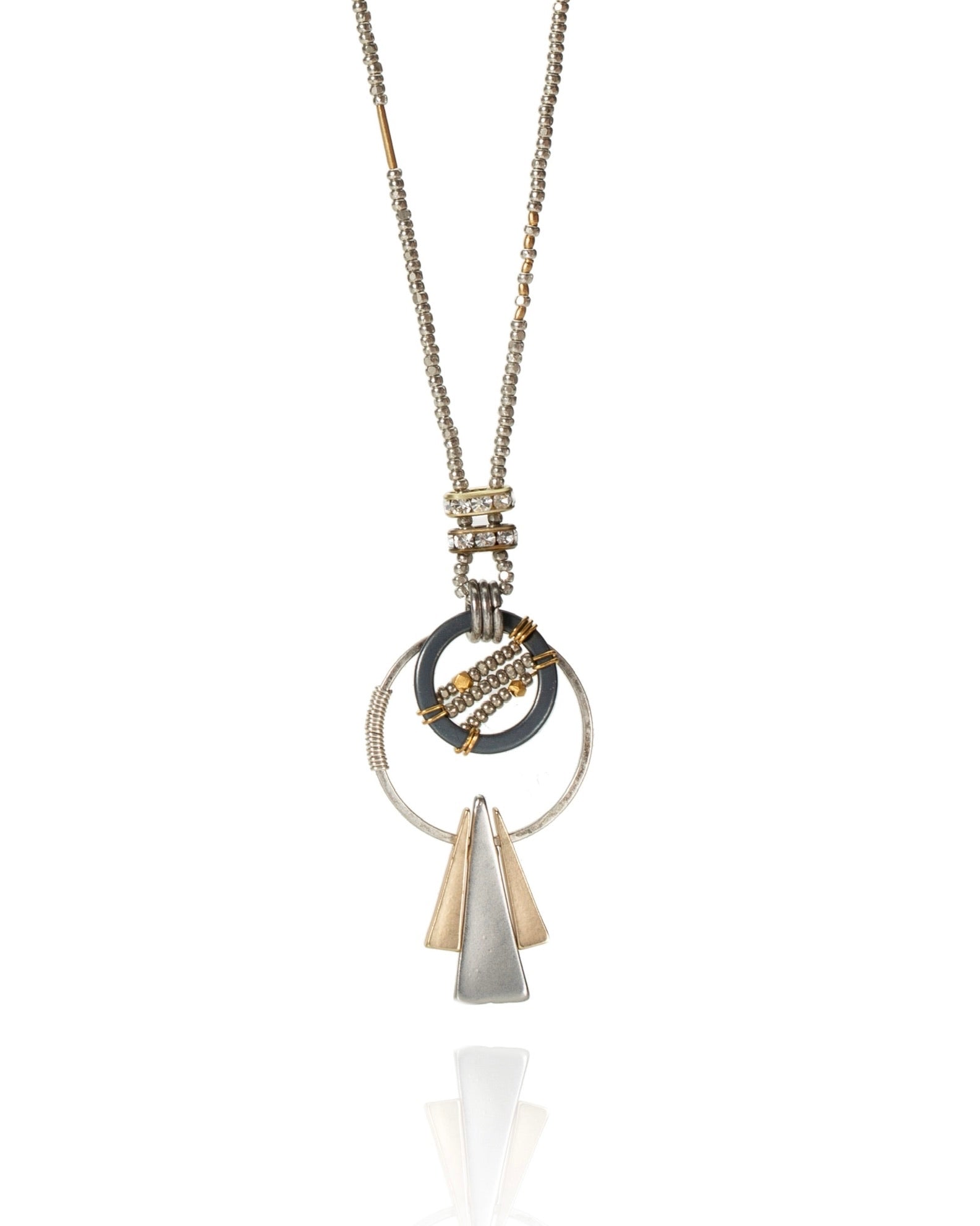 long drop necklace in vintage crystal with 24k gold over sterling