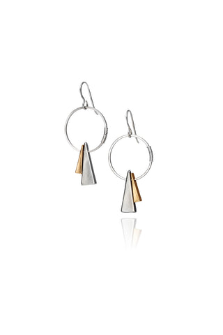 geometric silver & gold dangle earrings