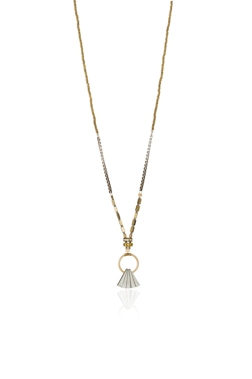 gold & silver geometric art deco layered necklace