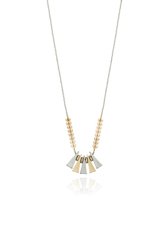 gold & silver geometric art deco necklace